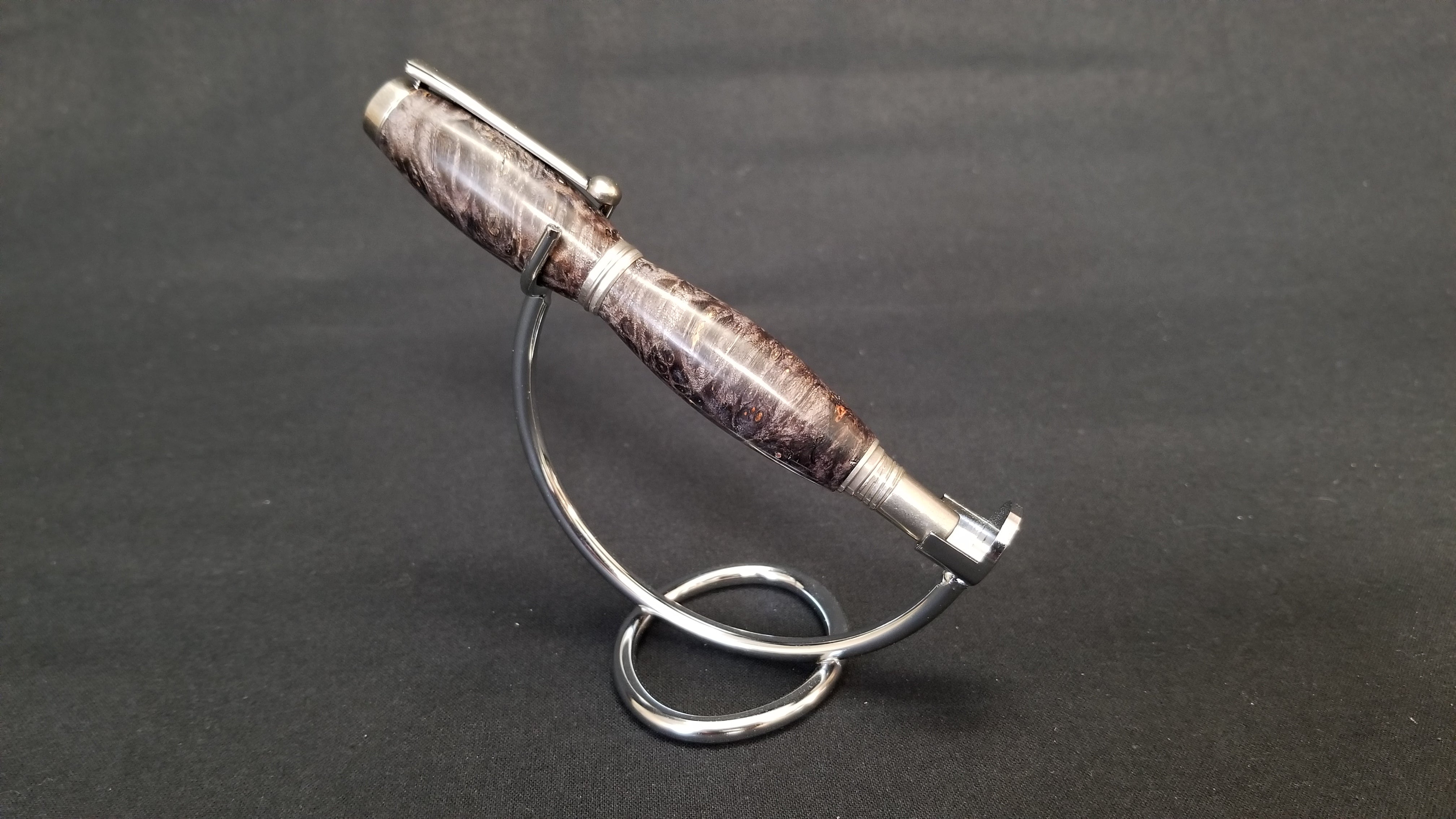 Black Dyed Maple Burl Algonquin in Antique Brass
