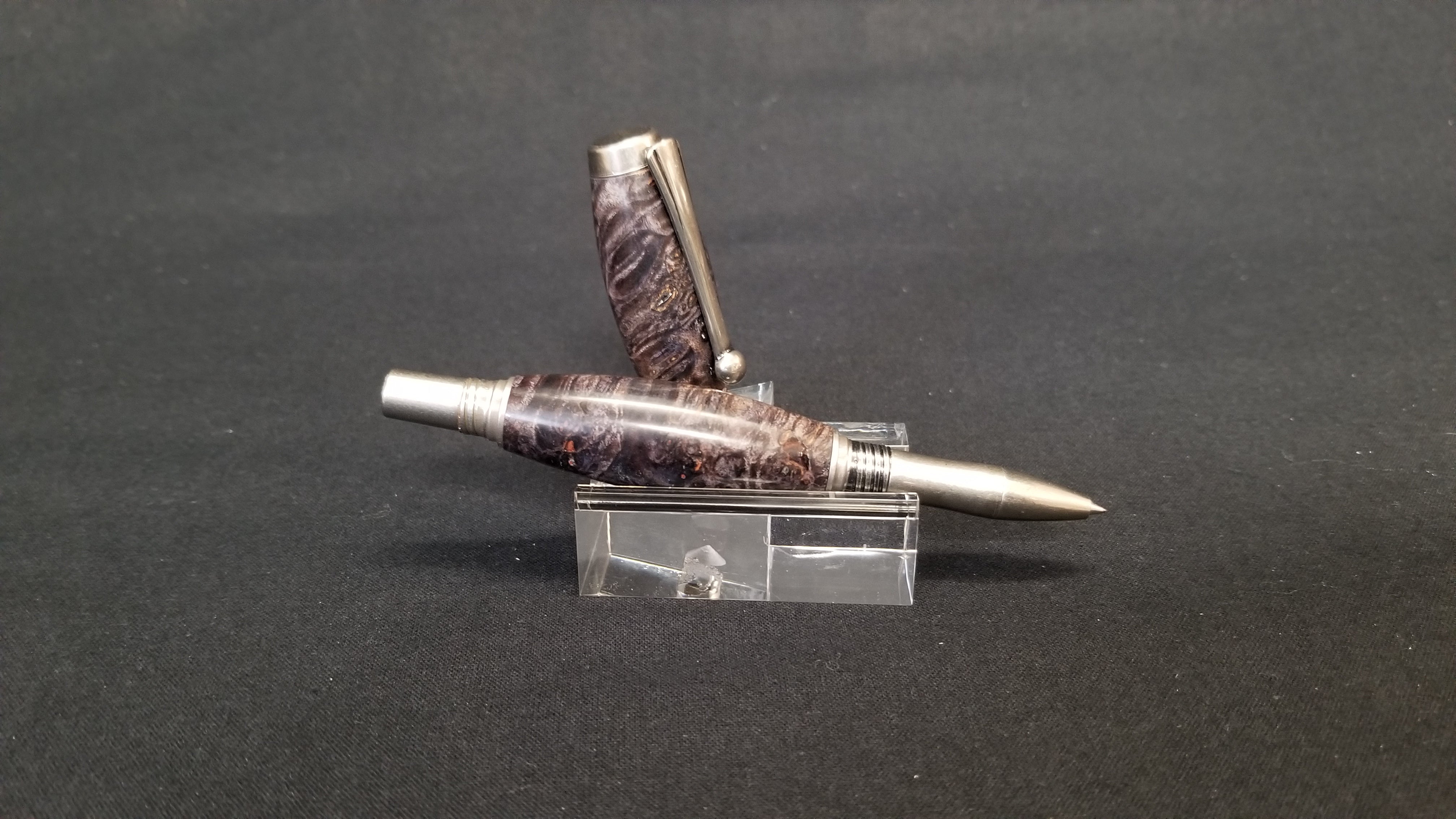 Black Dyed Maple Burl Algonquin in Antique Brass
